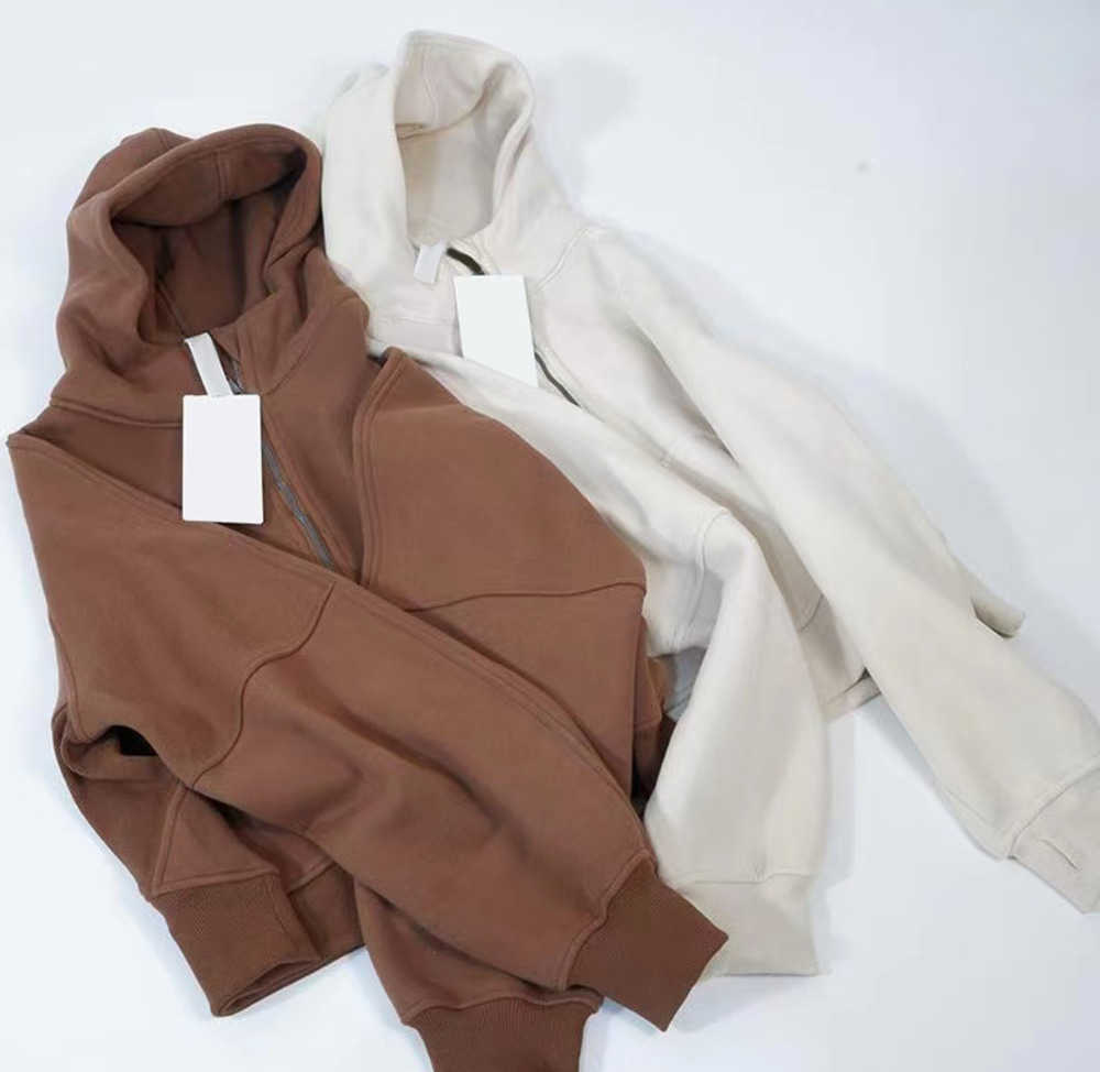 

Women's Hoodies Sweatshirts Designer Autumn Outfits Half Zipper Jackets Winter Lulus Hoodie Scuba Womens Lulusthick Loose Short Style with New sports trend