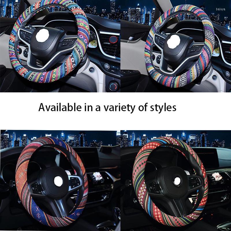 

Steering Wheel Covers Cover National Wind Car Decoration Personality Trend Handle Accessories Linen Universal