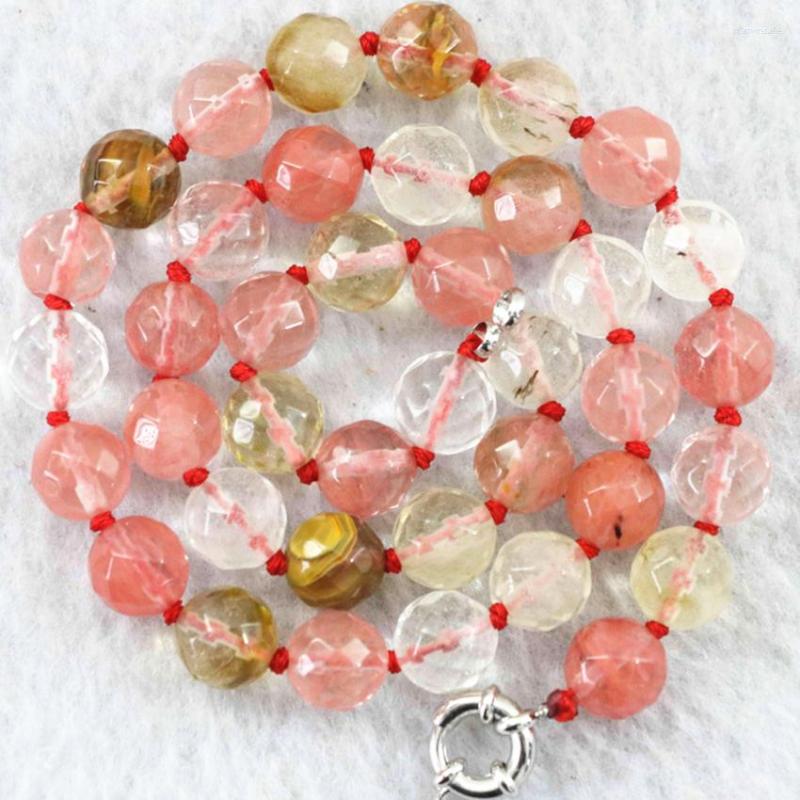

Chains Fashion Faceted Round Multicolor Quartz Watermelon Beads Necklace For Women Party 8mm 10mm 12mm 14mm Chain Jewelry 18inch B1020