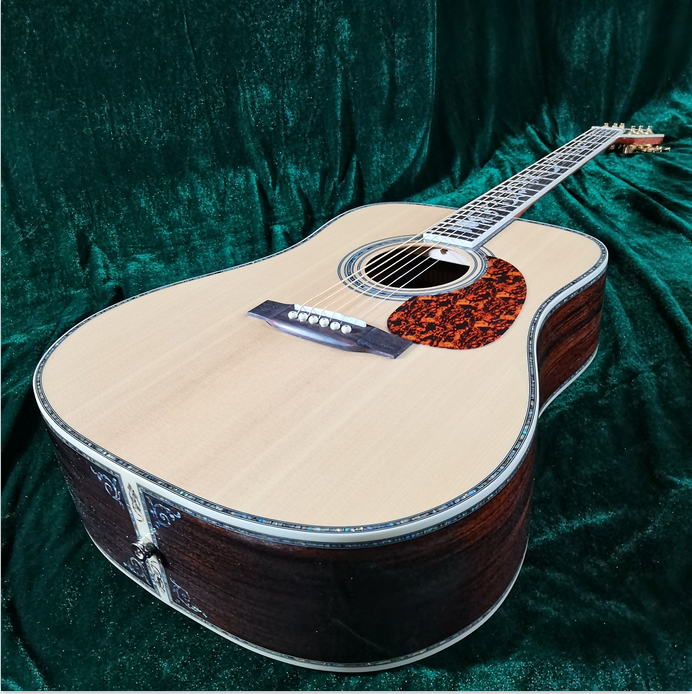 

41 inch Natural Wood Dreadnought body Acoustic Electric Guitar with EQ Abalone Inlay Solid Spruce Top Guitar