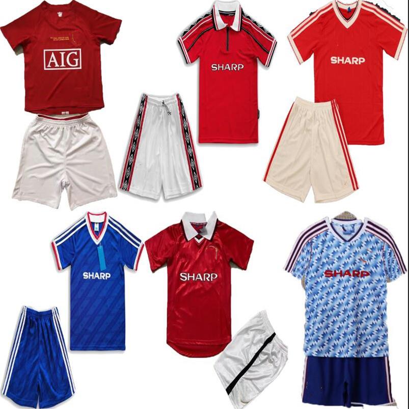 

mANCHESTER kid kit soccer jerseys retro Rooney Saha 2007 2008 FOOTBALL SHIRTS 07 08 Vintage classic Nani MAN UTD Camiseta213J, Gold