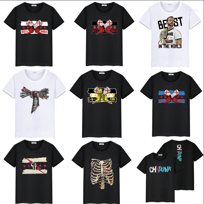 

Men's T Shirts In The World CM Punk T-Shirt Nexus Wrestling Summer Custom Cotton Short Sleeve Shirt, 25