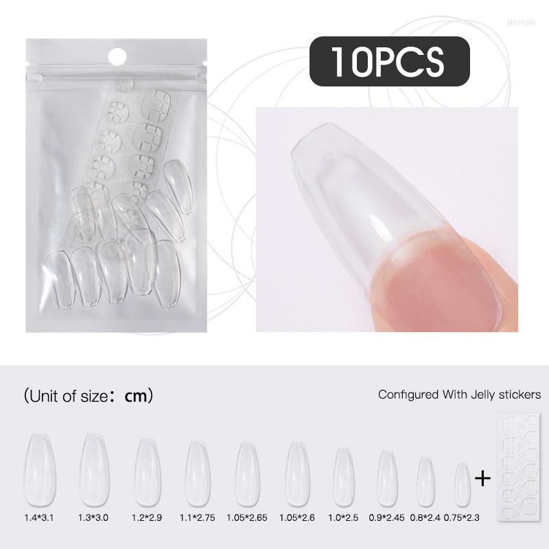 

False Nails 10Pcs Curved Press On Transparent Natural White Color Artificial Finger DIY Design Fake Manicure, N5345-02