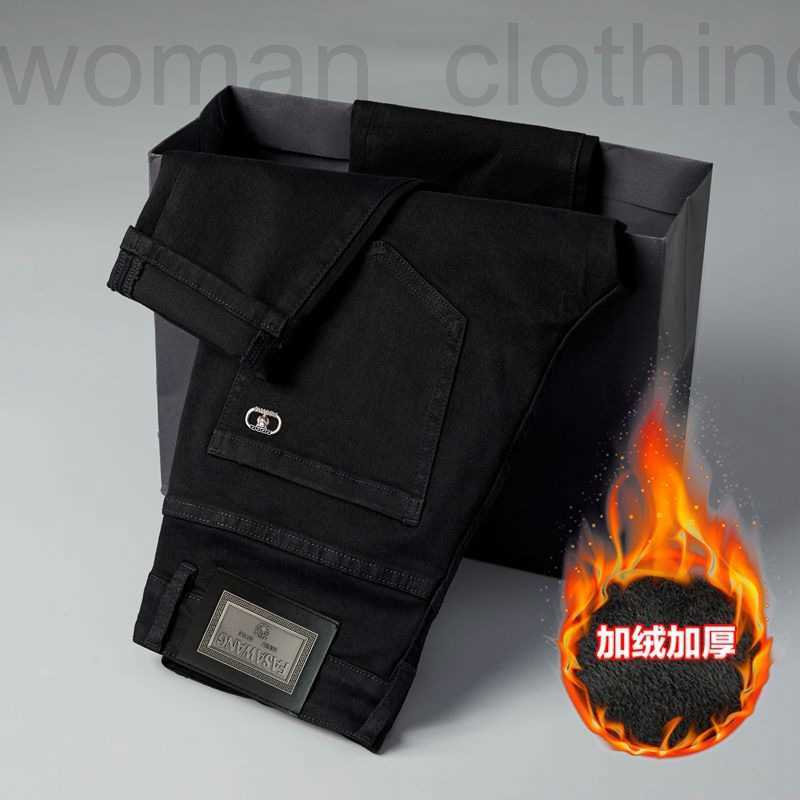 

Men's Jeans Designer 2022 Autumn and Winter New Thickened plush men's jeans Slim fit cotton elastic fashion brand Korean men MJM4, Black velvet