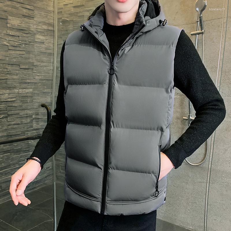 

Men's Vests Waistcoat Handsome Autumn And Winter Youth Detachable Hooded Vest Korean Version Fashion Trend Men'S Casual Versatile Coat, Black