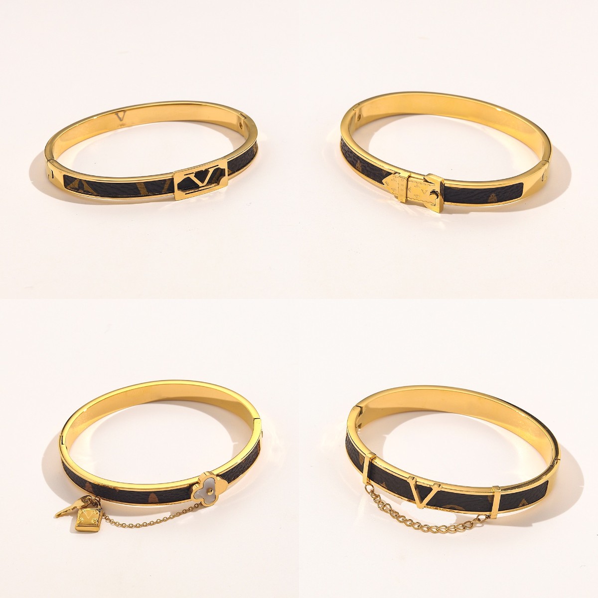 

Bangle Fashion Designer Bracelets Women men Designers Lucky Letter Jewelry Faux Leather 18K Gold Plated Stainless steel Bracelet Womens Wedding Gift