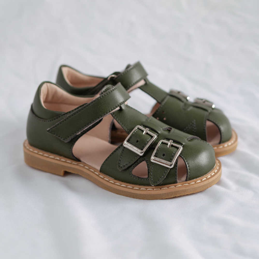 

Sandals Girls Genuine Leather Sandals Cowhide Roman Shoes 2022 Summer New Children's Woven Sandals Soft Sole Baby Princess Shoes Z0225, Ep00283 brown