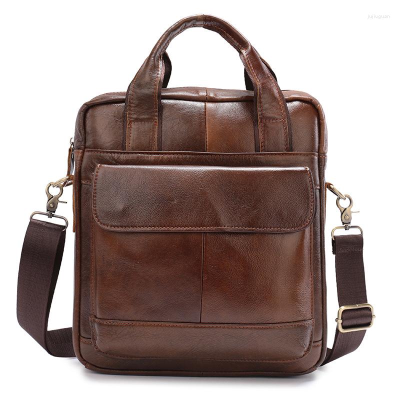 

Briefcases Men's Shoulder Bag For Men Genuine Leather Male Crossbody Bags Messenger Desinger Handbags, Brown