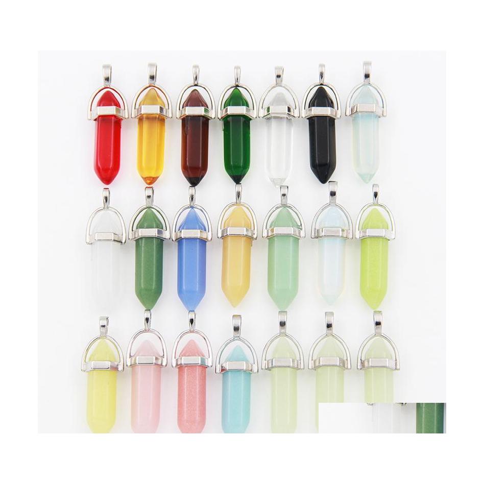 

car dvr Charms Luminous Stone Hexagonal Column Glass Crystal Chakra Healing Pendant For Necklace Jewelry Accessories Drop Delivery Findings Dhpnt