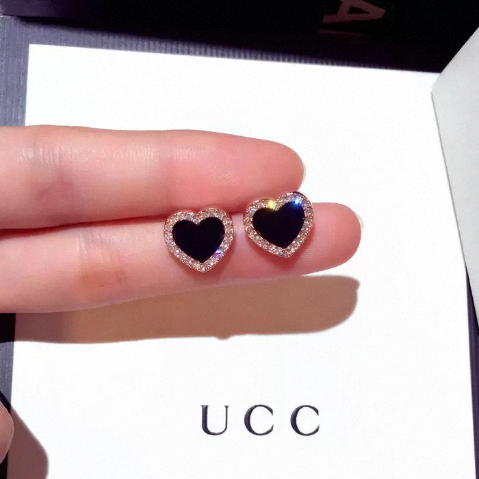 

earrings designer for women 925 sterling silver heart stud earring for women 18K rose shining crystal unique jewelry