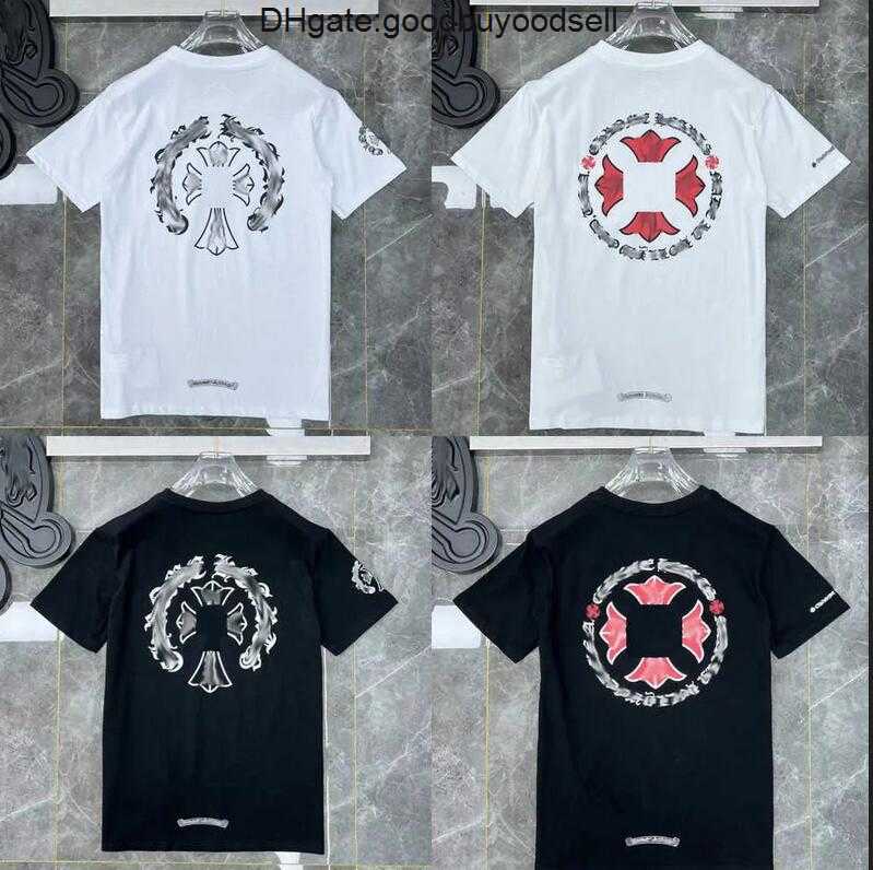 

Fashion Mens Classic t Shirts Brand Top T-shirts Ch White Short Sweater Casual Embossed Letter Horseshoe Sanskrit Cross Pattern Designers DDPI, Add postage