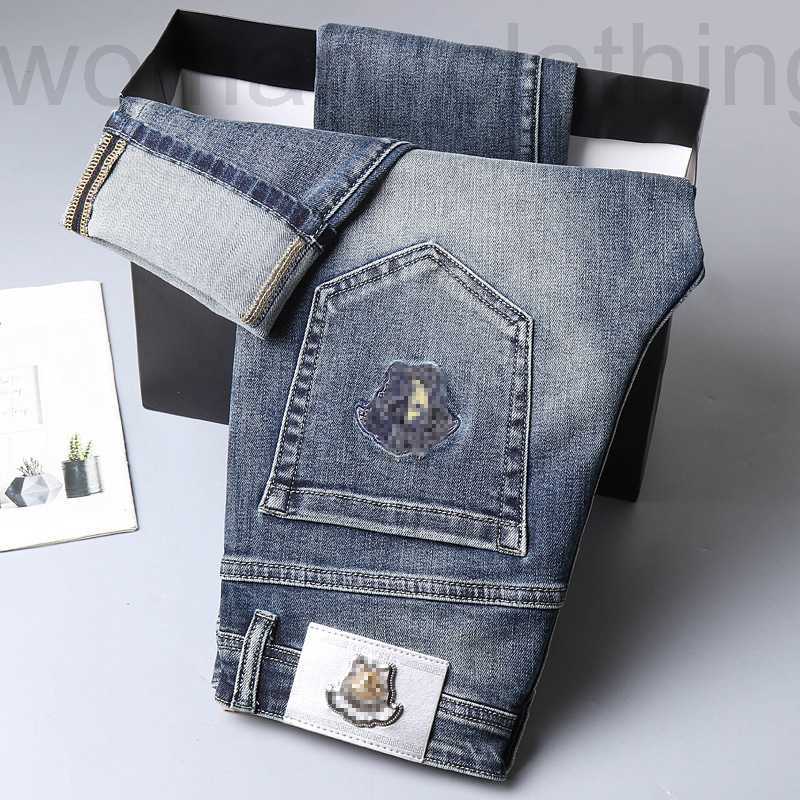 

Men's Jeans Designer New embroidered jeans for autumn and winter men's small feet slim fit fashion br middle waist elastic EZS9, Cqq 8259 blue