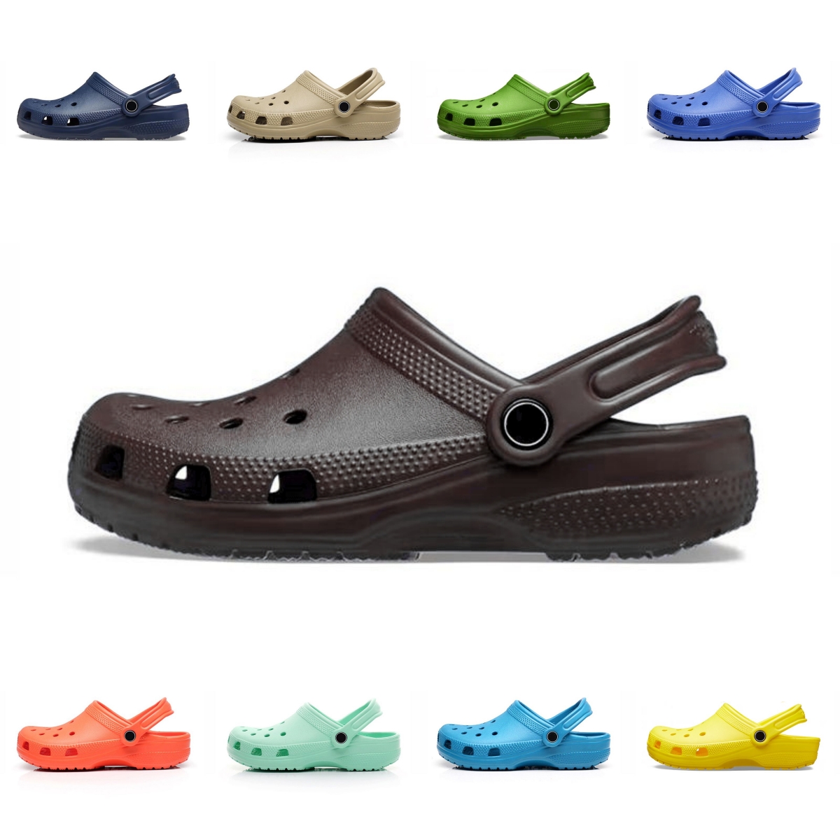 2023 Designer Classic Sandals Croc Cloc Buckle Slippers Croos glissades Mentes triples noir blanc kaki marine bleu chaussures imperm←ables Hpita