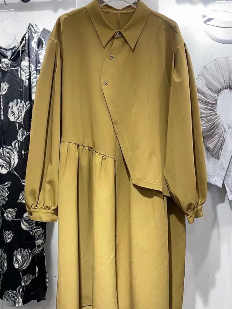 

Casual Dresses Women Dress 2023 Autumn And Winter Temperament Retro Loose Mid-length Irregular Shirt, Black
