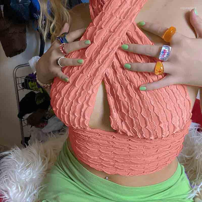 

Women' Tanks Women' Criss Cross Tank Tops Halter Sexy Strapless Sleeveless Cut Out Front Ruched Tube Top Crop Party Club Streetwear, Purple