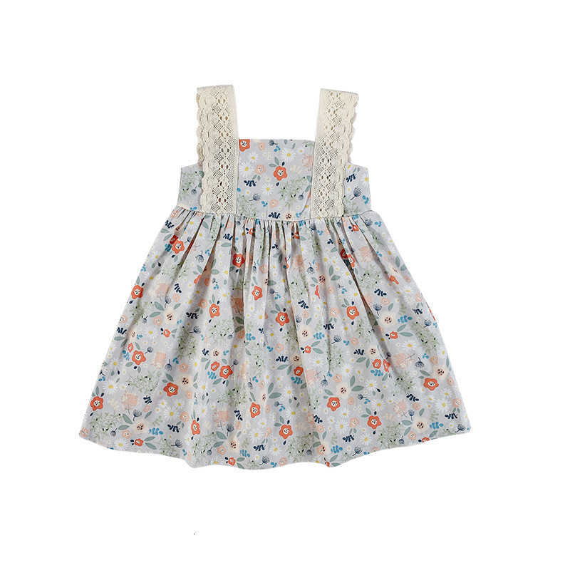 

Girls' Summer 1ess 1 New Chil1en's Net Red Floral Lace Sling Princess Skirt Baby Foreign Skirt, Light blue