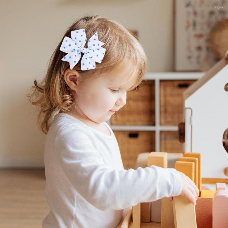

Hair Accessories Ameriacn Flag Day Bow Clip For Baby Girl Grosgrain Print Hairpins Stripes Barrettes July 4th