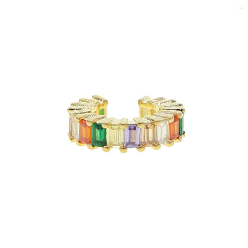 

Backs Earrings 2023 Summer Clip On Earring No Piercing Pierced Gold Color Rainbow Baguette Cz Ear Cuff