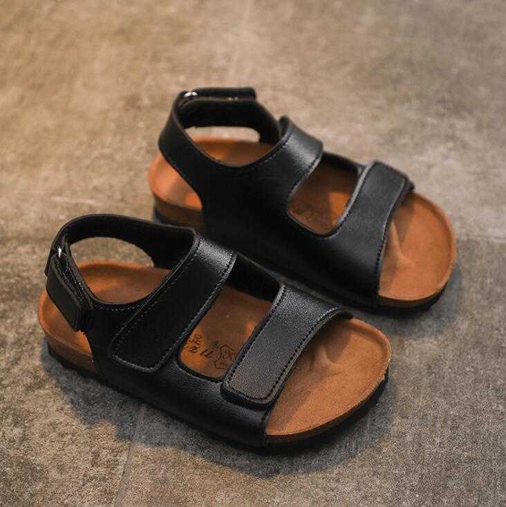 

Sandals New Summer Kids Sandals Boy Girls Fashion Student Pu Leather Children Shoes Beach Nonslip Casual Flat Comfortable Nonslip Z0225, Chocolate
