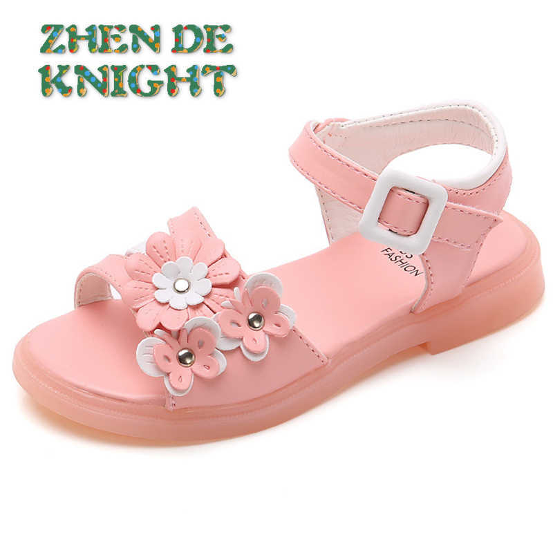 

Sandals Girls Sandals Summer New Little Girl Bow Princess Sandals Children's Open Toe Soft Bottom Floral Children's Beach Shoes Flats Z0225, Pink