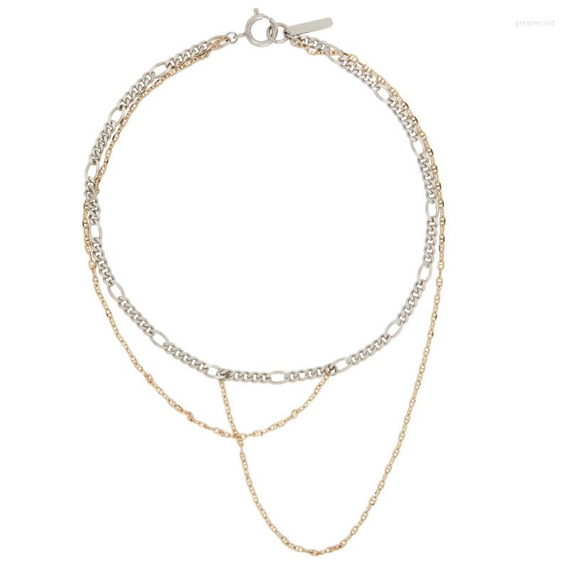 

Choker LONDANY Necklace Autumn And Winter Silver Color Matching Metal Chain Asymmetric Long Women Sweater