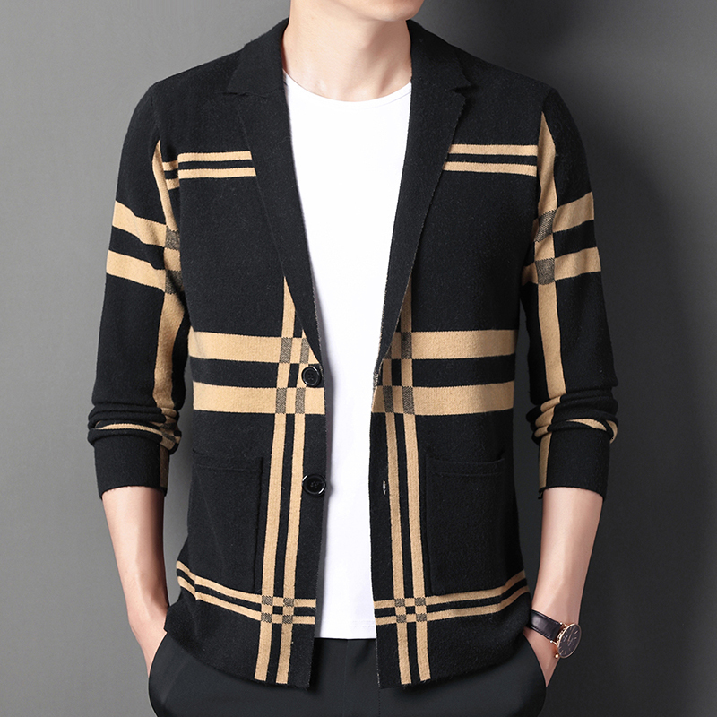 

Men's Sweaters Spring Autumn Sweater Knit Casual Striped Cardigan Jacket Long Sleeve Lapel Slim Fit Size M4XL Stretch Comfortable 230227, Blue