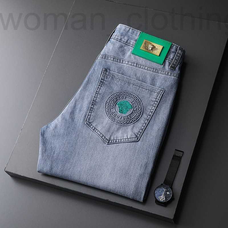 

Men's Jeans Designer men's spring and summer elastic slim fit small feet casual fashion versatile youth embroidered long pants MWWG, 851