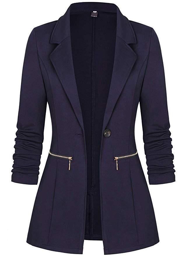 

Women' Trench Coats Winter European And American Long Sleeve Jacket Front Cardigan Work Office Suit, White