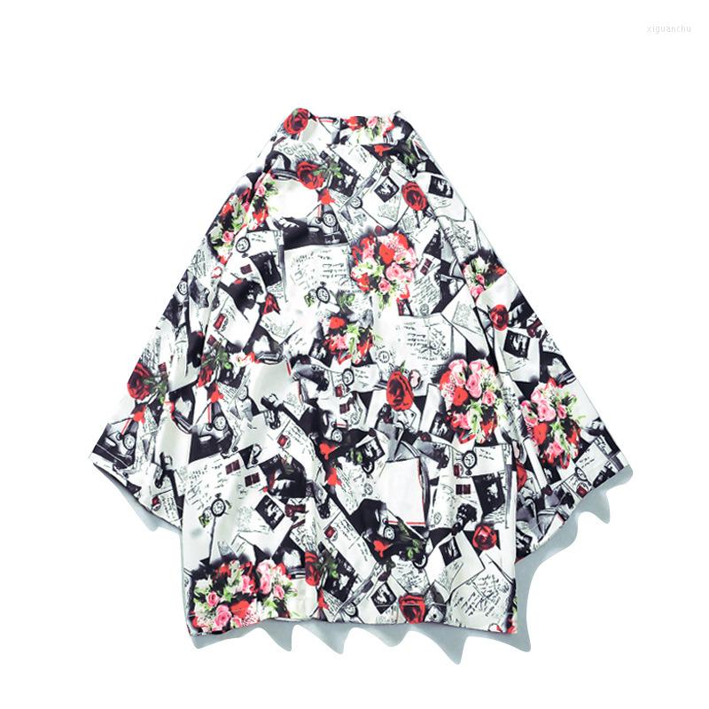 

Ethnic Clothing 2023 Fashion Trend Oil Painting Hong Kong Style Retro Youth Kimono Road Robe Floral Japanese All-match Casual Top Men