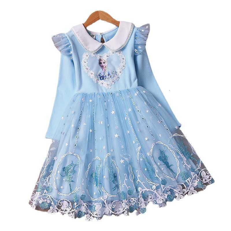 

New Halloween Chil1en's Clothing Ice and Snow Princess Skirt Aisha Girls 1ess Long-sleeved Chil1en's Aisha Pengpeng Skirt, Light blue - short sleeve