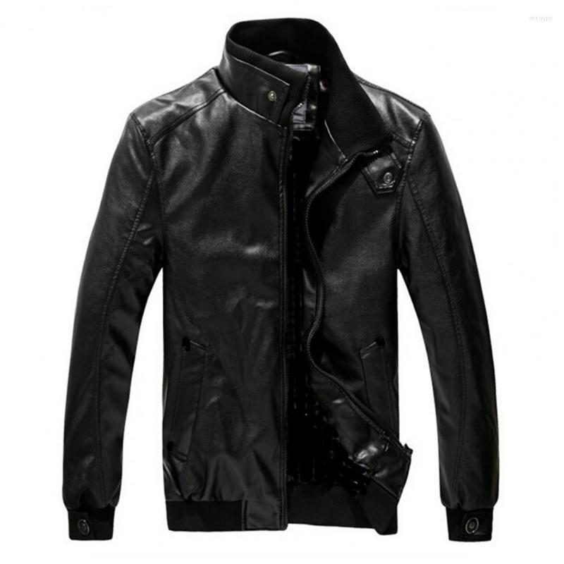 

Men's Jackets Men Outwear Solid Color Male Slim Fit Pure Pockets Coat Motorcycle Jacket For Daily Wear, Black