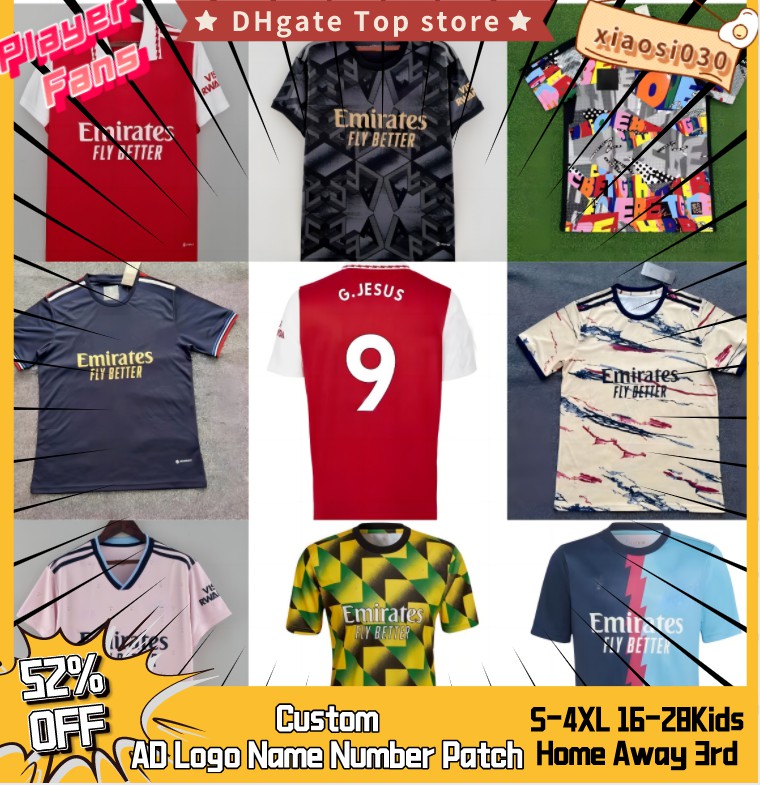 

22 23 soccer jerseys Jersey football shirts SMITH ROWE PEPE SAKA ODEGAARD THOMAS MARTINELLI TIERNEY FABIO fans player men kids suit Arsen maillot XXXL 4XL, 22 23 player away
