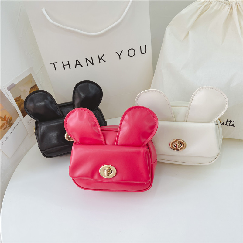 

Easter kids handbags cute rabbit baby girls one shoulder bag kids stereo bunny ear chain messenger princess bags F1571, Black