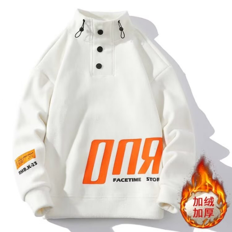 

Men's Hoodies Sweatshirts Korean Casual Coat Spring and Autumn Warm High Collar Sweatshirt Fashionable White Top Harajuku Clothing 230227, Khaki