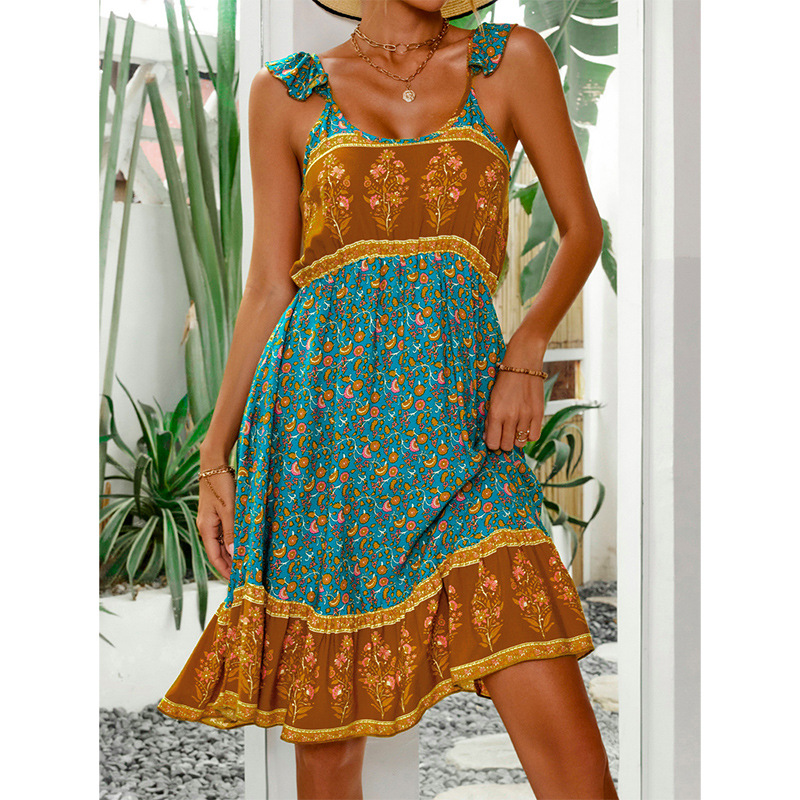 

Summer Court Style Lace Suspender Patchwork Dress F356, Contrast color