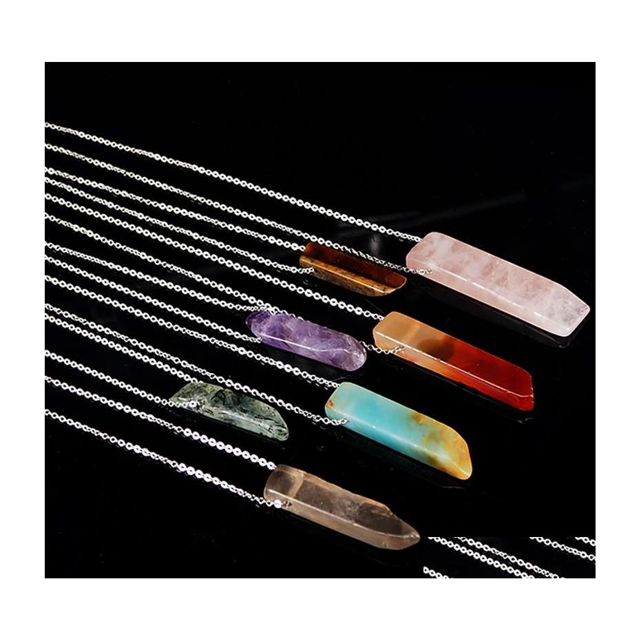 

car dvr Pendant Necklaces Natural Stone Necklace Irregar Tigers Eye Opal White Pink Purple Crystal For Women Jewelry Drop Delivery Pendants Dh3Jx