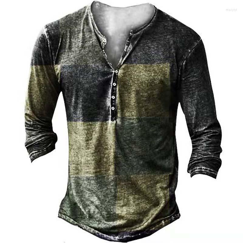 

Men' T Shirts National Pattern Vintage Men' T-shirt With Button Printing Spring And Autumn Loose Round Neck Long Sleeve Oversize, Ofsr-0023