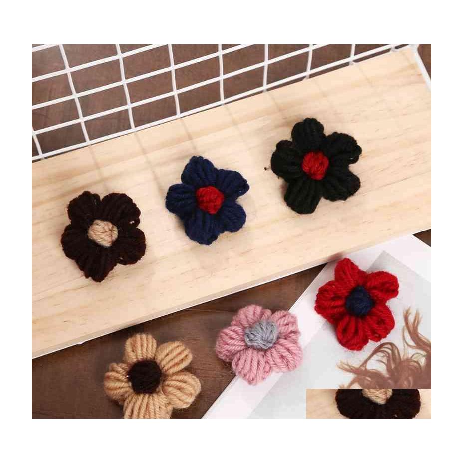 

car dvr Pins Brooches 3 Piece Set Of Wool Flower Brooch With Handmade Pin Female Fashion Drop Delivery Jewelry Dhahl