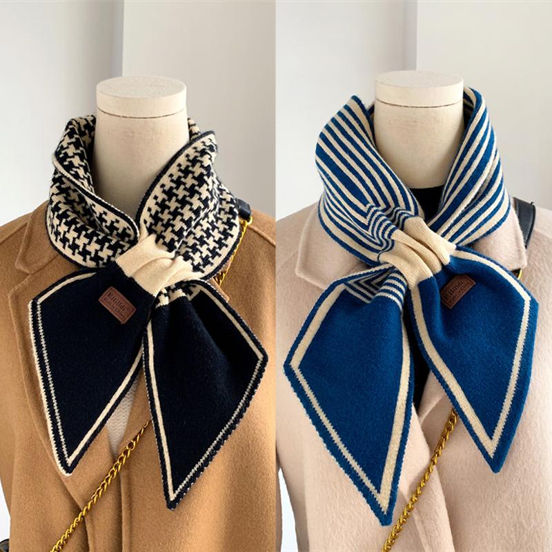 

Scarves Fashion Plaid Knitted Neck Scarf Winter Skinny Collor Warm Leopard Letter Printed Luxury Ring Neckerchief TiesScarves
