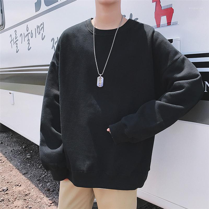 

Men' Hoodies Autumn Solid Color Round Neck Pullover Japanese Loose Multi-color Simple Shirt Couple Tide, As show