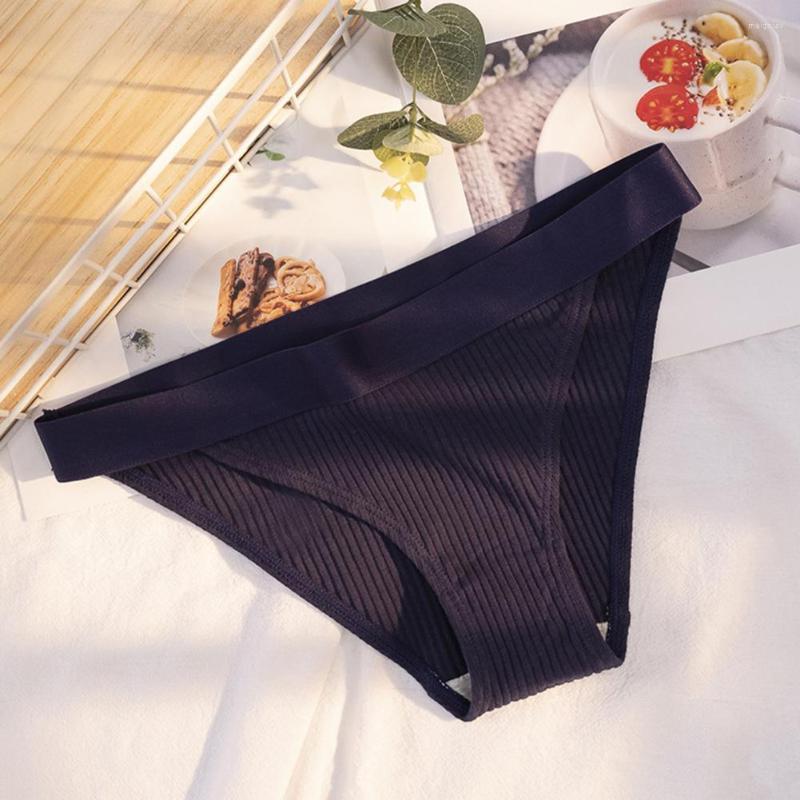 

Women's Panties Women Briefs Sexy Solid Color Thread Low Waist Underpants Skin-touching For Sleeping, Black