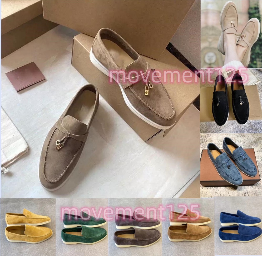 

Suede Casual Shoes for Women Round Toe Loafers Mental Decor Chic Leisure Shoe Designer Luxury Brand Flats Slip on Thick Sole Trainers loropianas, 19