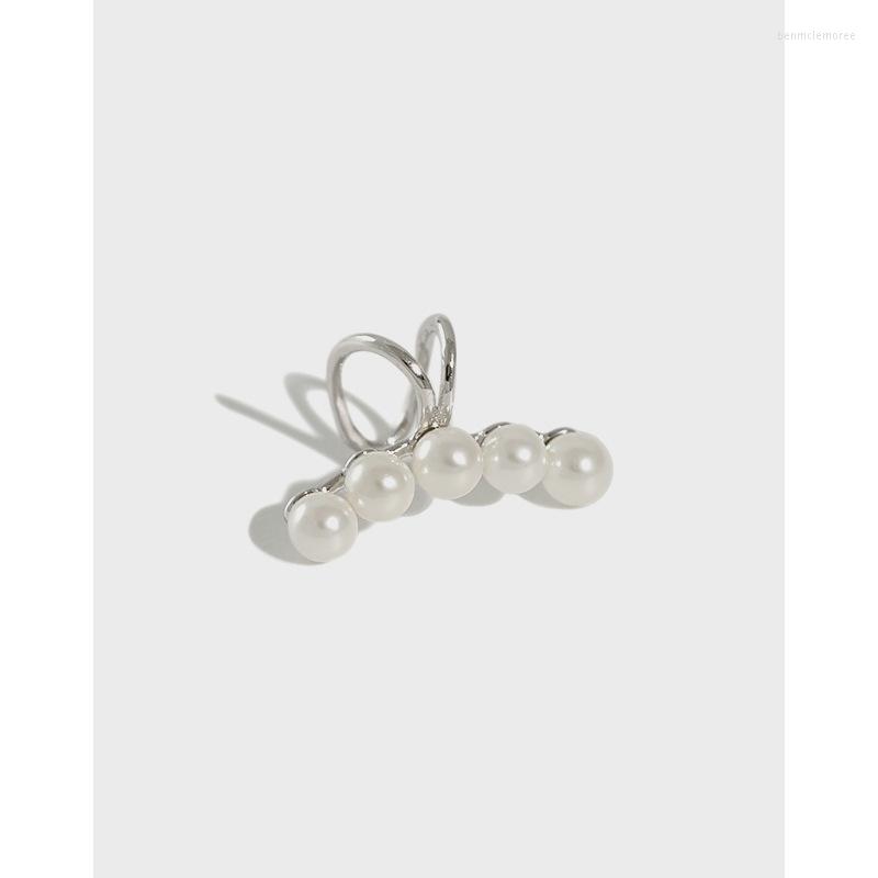 

Backs Earrings Korean S925 Sterling Silver Simple Geometric Lines Shell Beads Without Pierced Ear Clip Female Jewelry