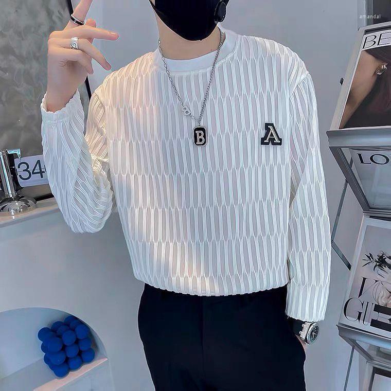 

Men's T Shirts 2023 Spring Light Luxury Fashion Men Long-sleeved Slim Bottoming Shirt Sweater All-match Boutique Clothing Simple Style