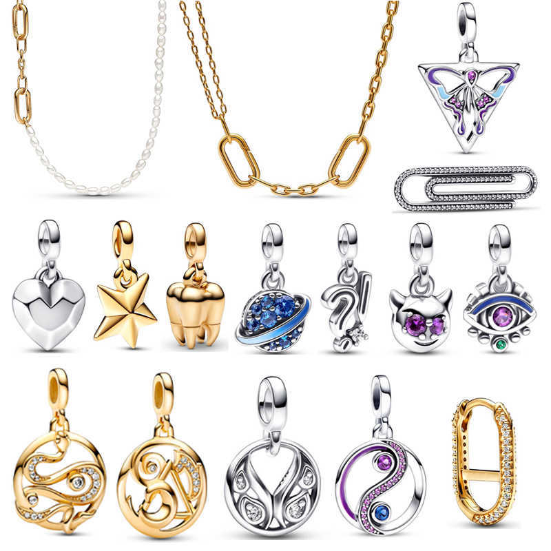 

Charm Bracelets 2022 Fall Brand New High Quality % 925 Silver Mini Pendant DIY Ladies ME Bracelet Connector Pearl Necklace L230227