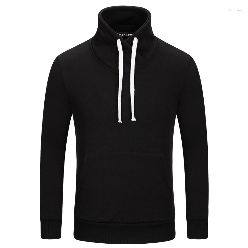 

Men's Hoodies AIRGRACIAS Sweatshirts Men Solid Color High Quality Cotton Blend Mens Tracksuit Long Sleeve Turtleneck Streetwear Tops, Black