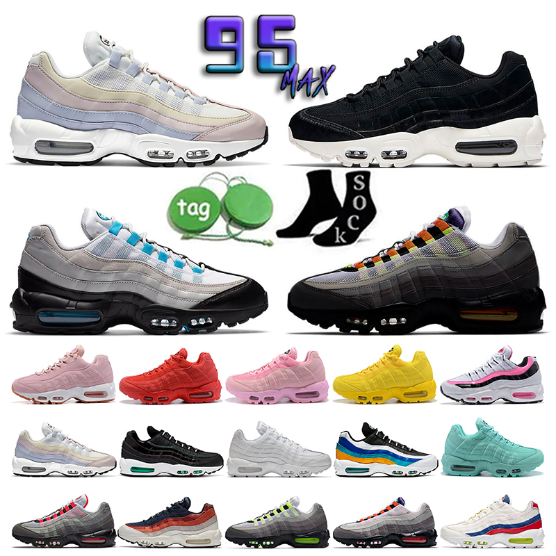 

Running Outdoor Shoes Mens Trainers Sneakers Triple Black White Airs Neon Midnight Navy Solar Red Glass Blue Max Smoke Grey Og 95 Men Women, 16