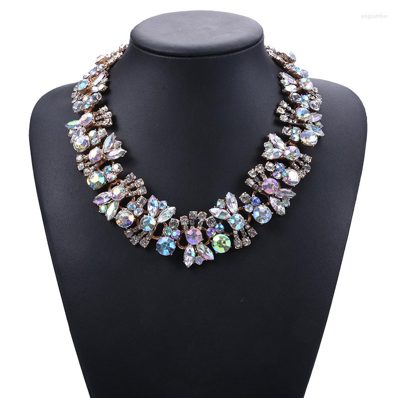 

Choker Multicolor Crystal Large Collar Necklace Women Fashion Jewelry Boho Statement Big Bib