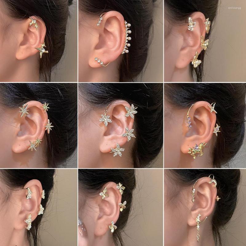 

Backs Earrings KLG Plated Metal Butterfly Ear Clips Without Piercing For Women Sparkling Zircon Cuff Clip Wedding Jewelry