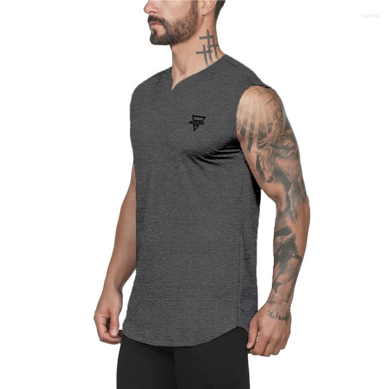 

Men's Tank Tops Men's Fashion Casual V-Neck Undershirt Fitness Bodybuilder Breathable Sleeveless T-Shirt Sports Training, Black